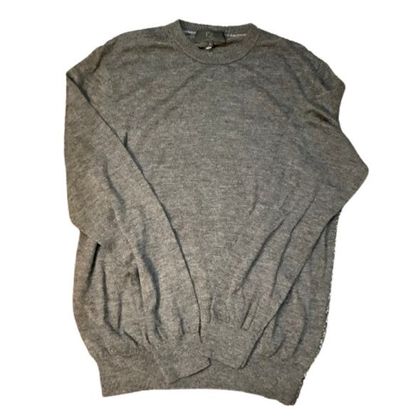 Qi New York Men's Grey 100% Wool Sweater - Size L - Minimalist, Cozy, Preppy - Picture 1 of 6